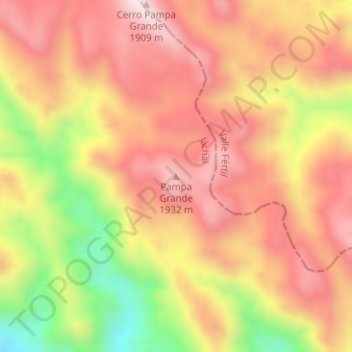 Mapa topográfico Pampa Grande, altitud, relieve
