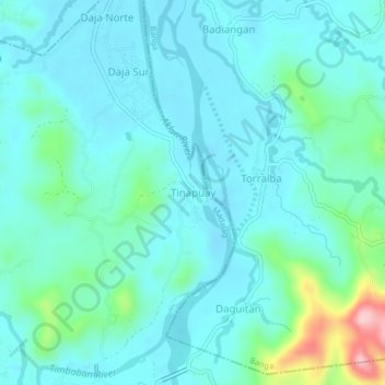 Mapa topográfico Tinapuay, altitud, relieve