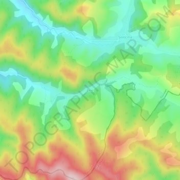 Mapa topográfico Ceie, altitud, relieve