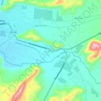 Mapa topográfico Carrizal, altitud, relieve
