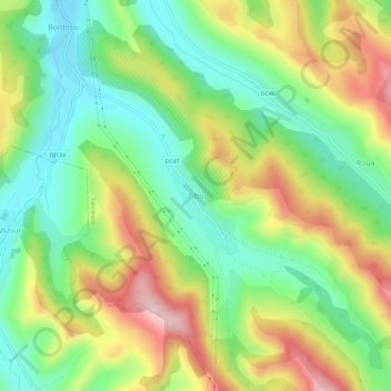 Mapa topográfico Cibu, altitud, relieve