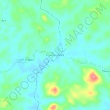 Mapa topográfico Nyankumasi, altitud, relieve