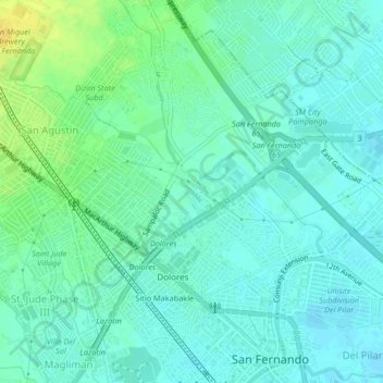 Mapa topográfico Dolores Heights Subdivision, altitud, relieve