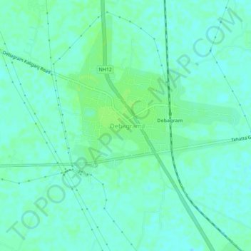 Mapa topográfico Debagram, altitud, relieve