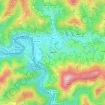 Mapa topográfico Suspelttiki, altitud, relieve