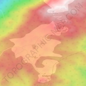 Mapa topográfico Oriya, altitud, relieve