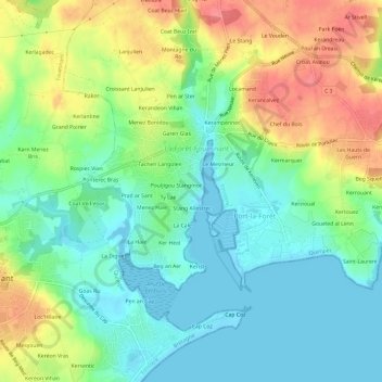 Mapa topográfico Stang Allestrec, altitud, relieve
