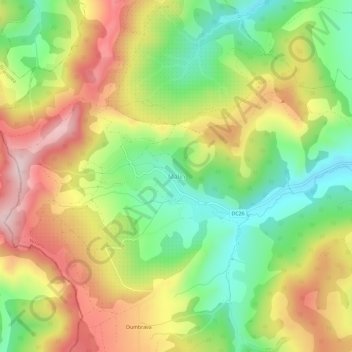 Mapa topográfico Malin, altitud, relieve