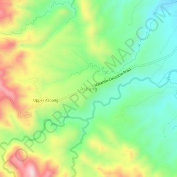 Mapa topográfico Asbang, altitud, relieve