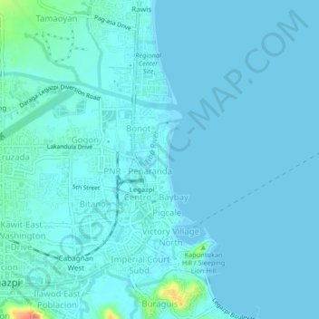 Mapa topográfico San Roque, altitud, relieve