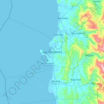 Mapa topográfico San Fernando, altitud, relieve