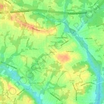 Mapa topográfico Hyson, altitud, relieve