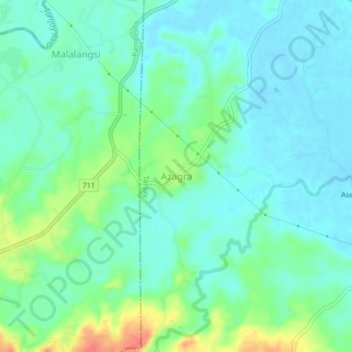 Mapa topográfico Azagra, altitud, relieve