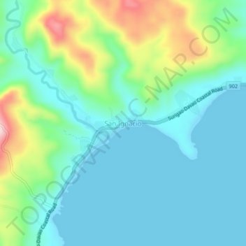Mapa topográfico San Ignacio, altitud, relieve