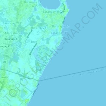 Mapa topográfico Barangay 89, altitud, relieve