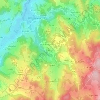 Mapa topográfico Barreix, altitud, relieve