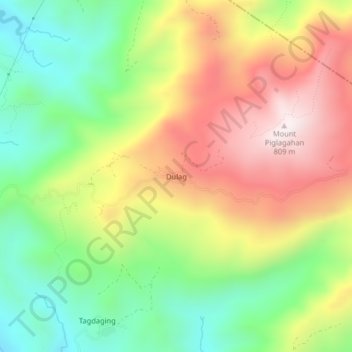 Mapa topográfico Dulag, altitud, relieve