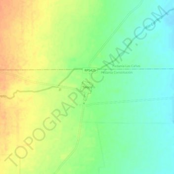 Mapa topográfico Tinoco, altitud, relieve