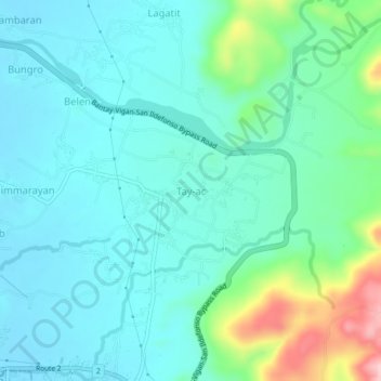 Mapa topográfico Tay-ac, altitud, relieve