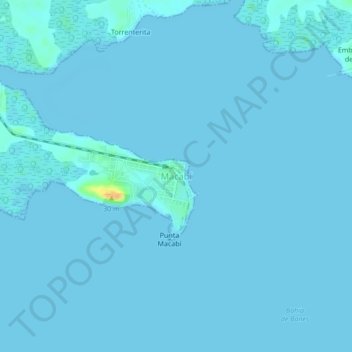Mapa topográfico Macabí, altitud, relieve