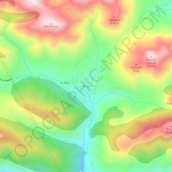 Mapa topográfico Buiza, altitud, relieve