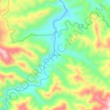 Mapa topográfico Pochutla, altitud, relieve