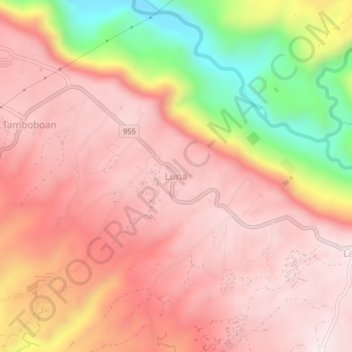 Mapa topográfico Luna, altitud, relieve