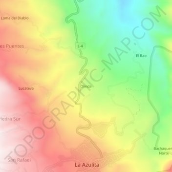 Mapa topográfico Olinda, altitud, relieve