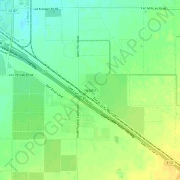 Mapa topográfico Picacho, altitud, relieve