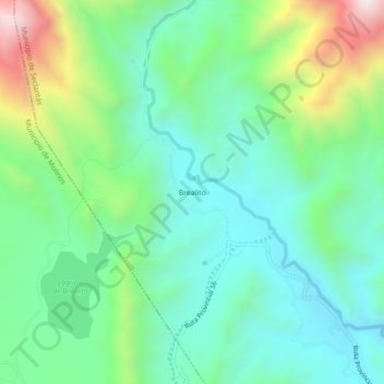 Mapa topográfico Brealito, altitud, relieve