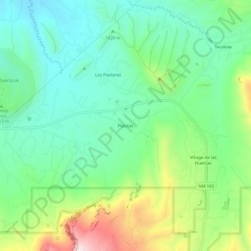 Mapa topográfico Placitas, altitud, relieve
