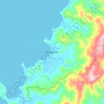 Mapa topográfico Baliguian, altitud, relieve