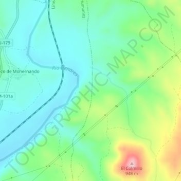 Mapa topográfico Valdeancheta, altitud, relieve