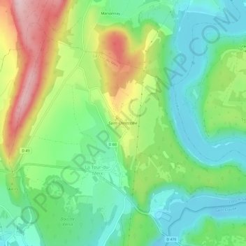 Mapa topográfico Saint-Christophe, altitud, relieve