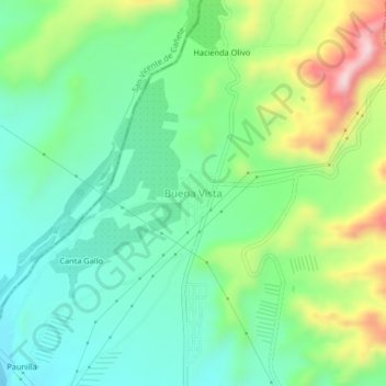 Mapa topográfico Buena Vista, altitud, relieve