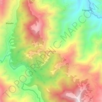 Mapa topográfico Dalipey, altitud, relieve