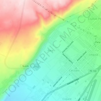 Mapa topográfico Para, altitud, relieve