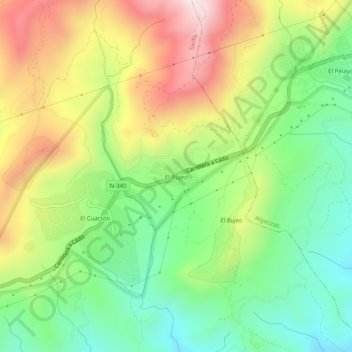 Mapa topográfico El Bujeo, altitud, relieve