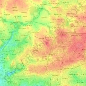 Mapa topográfico Kéraudren, altitud, relieve