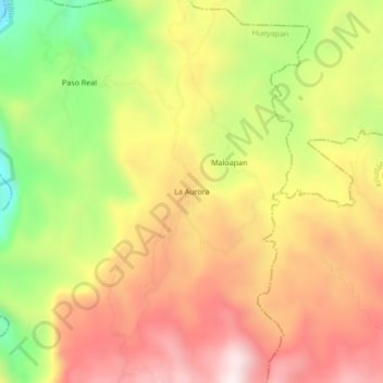 Mapa topográfico La Aurora, altitud, relieve