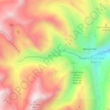 Mapa topográfico San Lucas, altitud, relieve