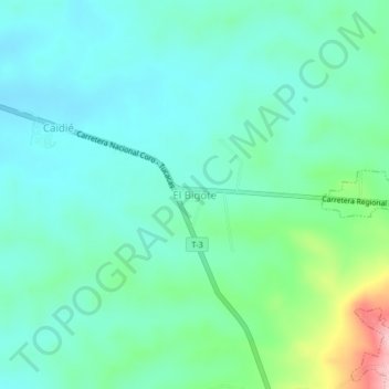 Mapa topográfico El Bigote, altitud, relieve