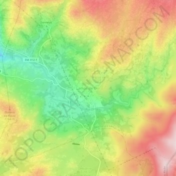 Mapa topográfico Lamas de Olo, altitud, relieve