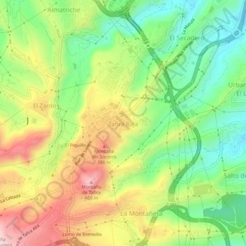Mapa topográfico Tafira Baja, altitud, relieve