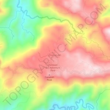 Mapa topográfico Danasan, altitud, relieve