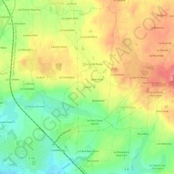 Mapa topográfico Tramel, altitud, relieve
