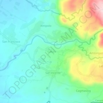Mapa topográfico Gabas, altitud, relieve