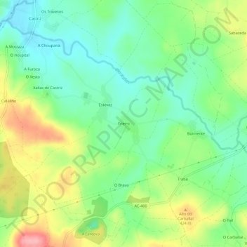 Mapa topográfico Frieiro, altitud, relieve