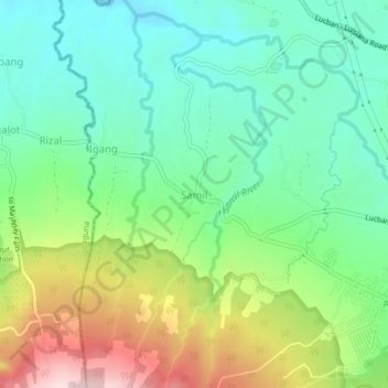 Mapa topográfico Samil, altitud, relieve