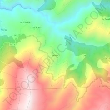 Mapa topográfico Buslavín, altitud, relieve